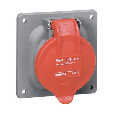 Prise fixe Hypra - 63A - IP44 - 380/415V~ - 3P+T - Plastique