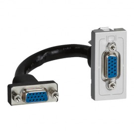 Prise audio vidéo HD femelle Mosaic - Préconnectorisée - 1 module - Alu
