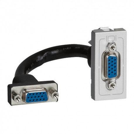 Prise audio vidéo HD femelle Mosaic - Préconnectorisée - 1 module - Alu