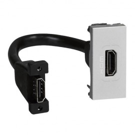 Prise audio vidéo HDMI Type-A Mosaic - Préconnectorisée - 1 module - Alu