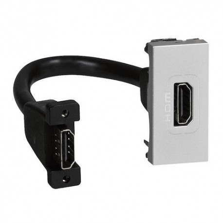 Prise audio vidéo HDMI Type-A Mosaic - Préconnectorisée - 1 module - Alu