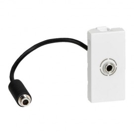 Prise audio Jack femelle 3,5mm Mosaic - Préconnectorisée - 1 module - Blanc