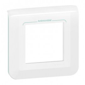 Plaque de finition pour appareillage Mosaic - 2 modules - Blanc antimicrobien