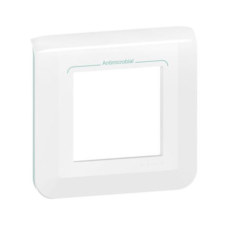 Plaque de finition pour appareillage Mosaic - 2 modules - Blanc antimicrobien