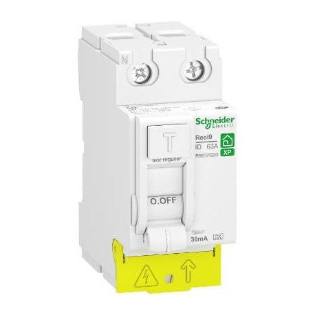 Interrupteur différentiel 63A XP Resi9 - Type FSI - Bipolaire - 30mA - 230V CA - Peignable