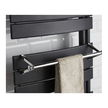 Barre support à embouts pour sèche-serviettes à lames plates - Chrome