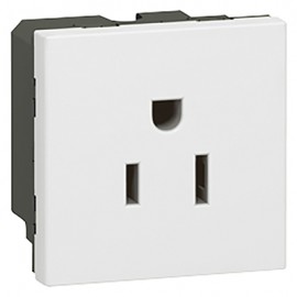 Prise Mosaic 2P+T - 15A - Standard US - 2 modules - Blanc