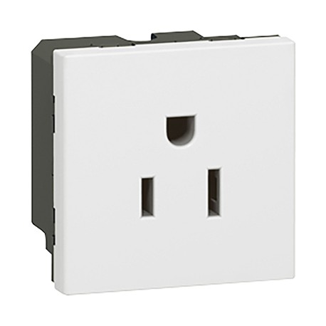 Prise Mosaic 2P+T - 15A - Standard US - 2 modules - Blanc