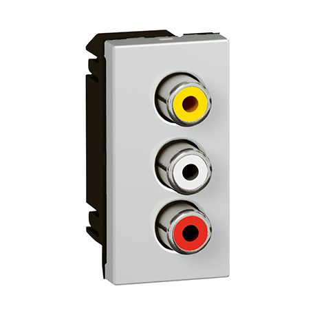 Prise triple RCA Mosaic - Liaisons audio et video - 1 module - Aluminium