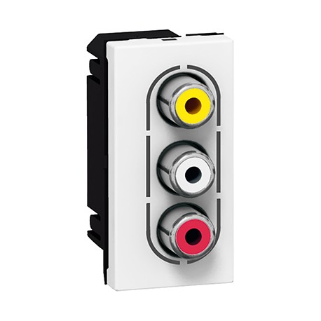 Prise triple RCA Mosaic - Liaisons audio et video - 1 module - Blanc