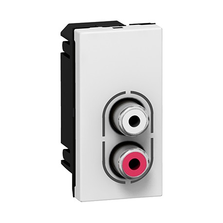 Prise double RCA Mosaic - Liaisons audio et video - 1 module - Blanc