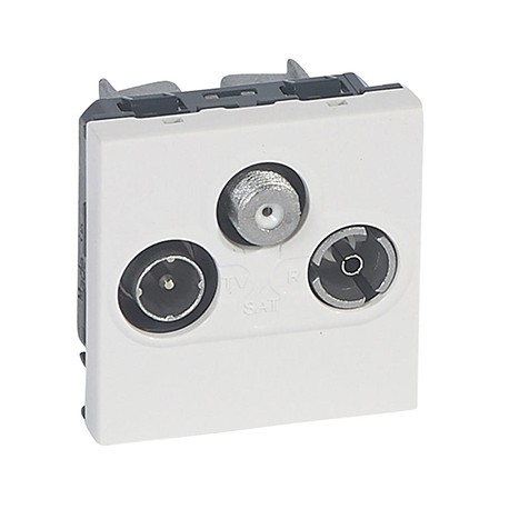 Prise TV-R-SAT Mosaic - FM et DAB+2 - 2 modules - Aluminium