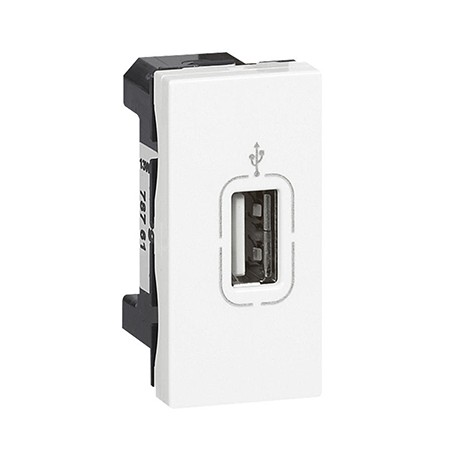 Prise USB 2.0 Mosaic - À visser - 1 module - Blanc