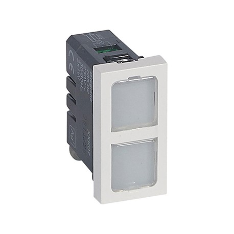 Voyant double antimicrobien Mosaic - Témoin ou lumineux - 1 module - Blanc
