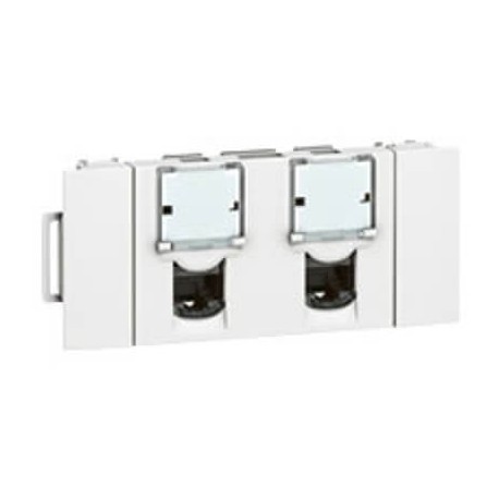Double prise Mosaic RJ45 - Catégorie 6 - FTP - Spécial goulotte - Blanc