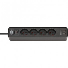 Multiprise Ecolor - 4 prises - 2 USB - Noir