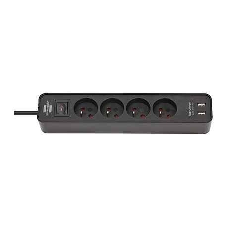 Multiprise Ecolor - 4 prises - 2 USB - Noir