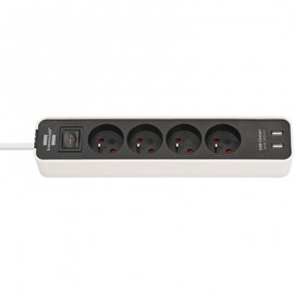 Multiprise Ecolor - 4 prises - 2 USB - Noir/Blanc