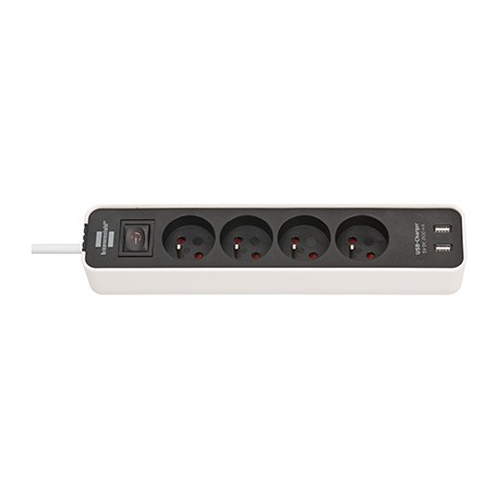 Multiprise Ecolor - 4 prises - 2 USB - Noir/Blanc