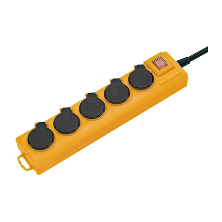 Multiprise Super-Solid - 5 prises - Usage extérieur - Jaune
