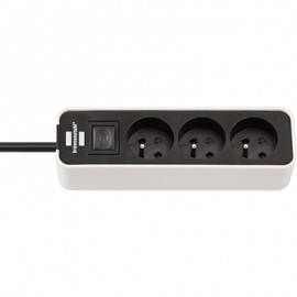 Multiprise Ecolor - 3 prises - Câble 1,5m H05VV-F 3G1,0 - Noir/Blanc