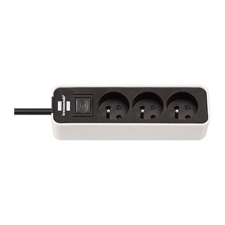Multiprise Ecolor - 3 prises - Câble 1,5m H05VV-F 3G1,0 - Noir/Blanc