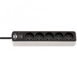 Multiprise Ecolor - 5 prises - Câble 1,5m H05VV-F 3G1,0 - Noir/Blanc
