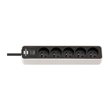 Multiprise Ecolor - 5 prises - Câble 1,5m H05VV-F 3G1,0 - Noir/Blanc