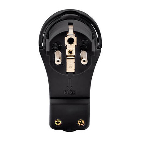 Fiche plate - 16A - 250V - Noir