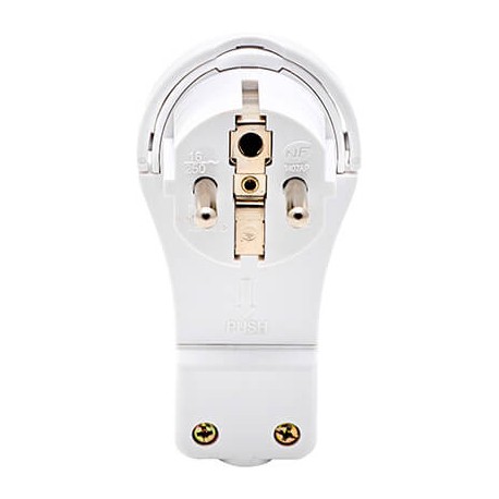 Fiche plate - 16A - 250V - Blanc