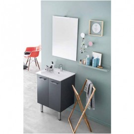 Meuble de salle de bain Media - 2 portes - 80cm - Laqué gris mat