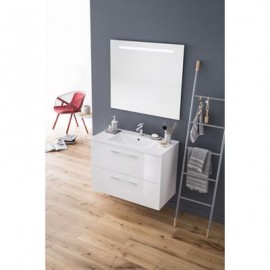Meuble de salle de bain Media - 2 tiroirs - 60cm - Laqué blanc brillant