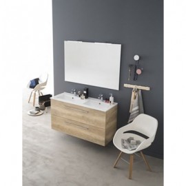Meuble de salle de bain Media - 2 tiroirs - 120cm - Laqué blanc brillant