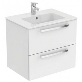 Meuble de salle de bain Ulysse - 2 tiroirs - 60cm - Blanc brillant