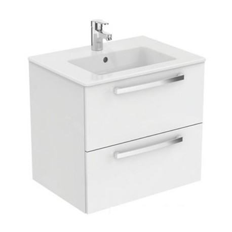 Meuble de salle de bain Ulysse - 2 tiroirs - 80cm - Blanc brillant