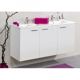 Meuble de salle de bain Angelo - 3 portes - Vasque céramique - 120cm - Blanc