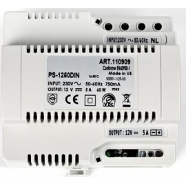 Alimentation PS1250DIN pour clavier à code AC - 230 Vac - 12 Vcc - 5A