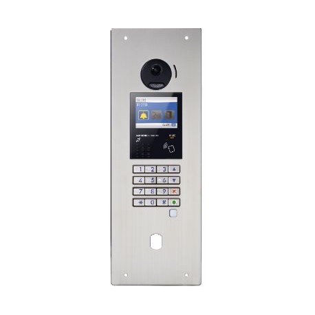 Platine monobloc encastrée - Ecran LCD 3,5’’ - 500 postes - A défilement & NFC - boucle magnétique - percage T25 Inox