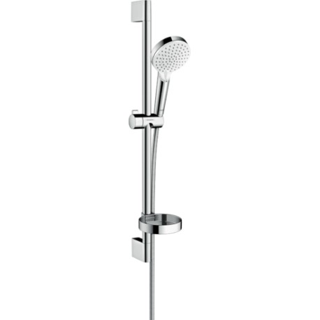 Set de douche Crometta Vario - avec barre Unica Croma 65cm et porte savons - blanc/ chrome