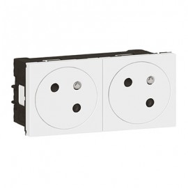 Double prise 2P+T Mosaic Link surface - 45° - Blanc