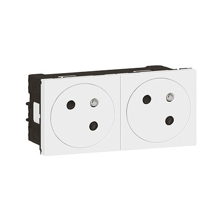 Double prise 2P+T Mosaic Link surface - 45° - Blanc