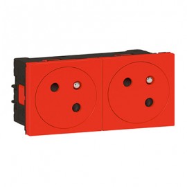 Double prise 2P+T Mosaic Link surface - 45° - Rouge