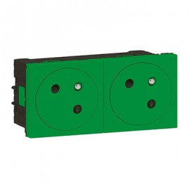Double prise 2P+T Mosaic Link surface - 45° - Vert