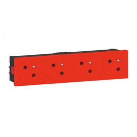 Quadruple prise 2P+T Mosaic Link surface - 45° - Rouge