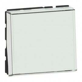 Poussoir Mosaic Easy-LED - 6 AX - 250 V - 2 modules - Porte-étiquette - Blanc antimicrobien
