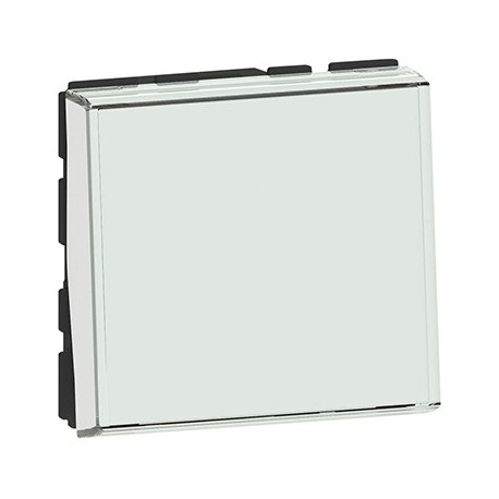 Poussoir Mosaic Easy-LED - 6 AX - 250 V - 2 modules - Porte-étiquette - Blanc antimicrobien