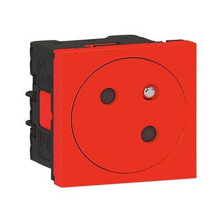 Prise 2P+T Surface Mosaic - 45° - Avec voyant Link - Rouge antimicrobien