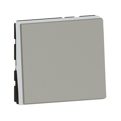 Poussoir Mosaic Easy-LED - 6 AX - 250 V - 2 modules - Aluminium