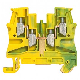 Bloc de jonction conducteur de protection Viking 3 - Pas 6mm - 1 jonction - 2 Entrées/2 Sorties - Vert/jaune