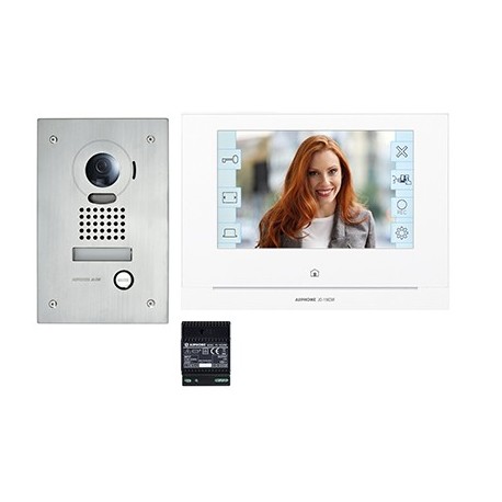 Kit portier vidéo JOS1FW - Encastré - Moniteur écran 7” - Wi-Fi intégré - Blanc/ Argent